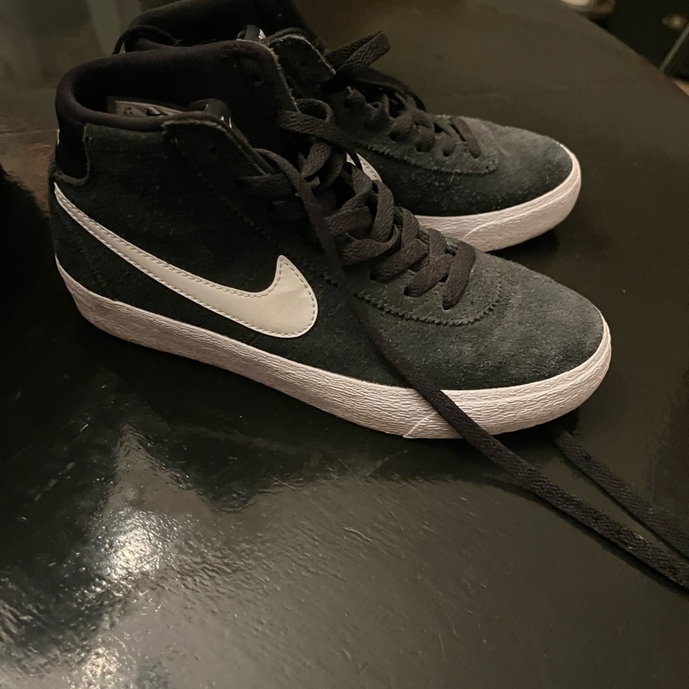 Nike Black Suede Sneakers with White Swoosh
